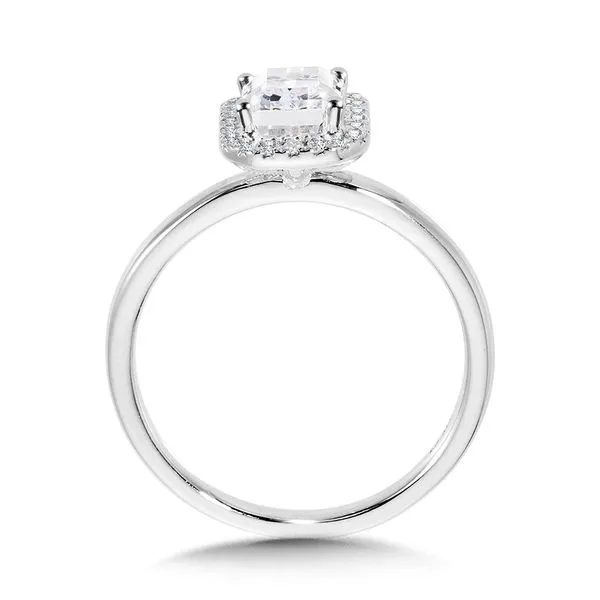 Classic Straight Emerald-Shaped Halo Engagement Ring Image 2 The Jewelry Source El Segundo, CA