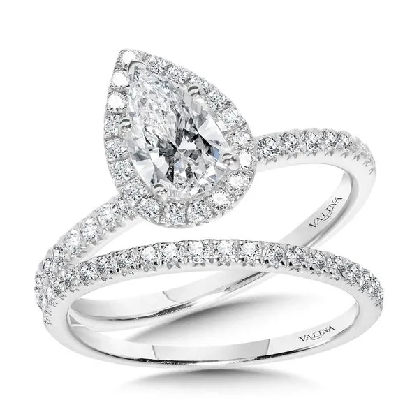 Classic Straight Pear-Shaped Halo Engagement Ring Image 3 Diamond Design Jewelers Somerset, KY