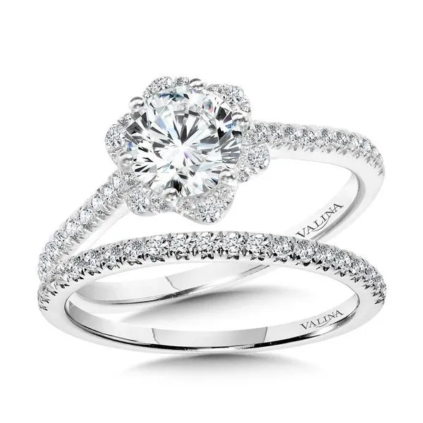 Straight Floral Halo Engagement Ring Image 4 Gold Mine Jewelers Jackson, CA