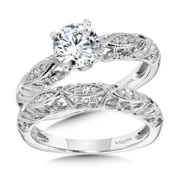 Vintage Milgrain & Filigree Accented Diamond Wedding Band Image 2 Midtown Diamonds Reno, NV