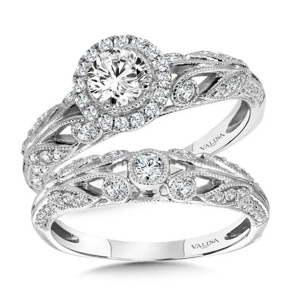 Vintage Milgrain & Filigree Accented Halo Engagement Ring Image 3 Gold Mine Jewelers Jackson, CA