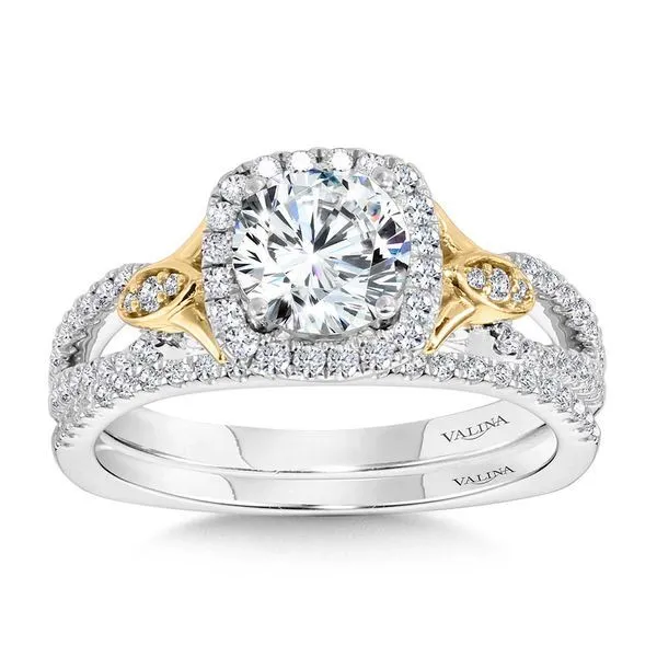 Dual-Tone Split Shank Cushion-Shaped Halo Engagement Ring Image 5 Midtown Diamonds Reno, NV