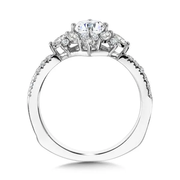 Marquise-Accented Sun Burst Tapered Diamond Halo Engagement Ring Image 2 Midtown Diamonds Reno, NV
