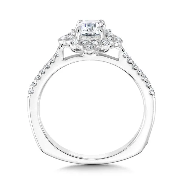 Bezel-Set Sun Burst Diamond Halo Engagement Ring Image 2 Gold Mine Jewelers Jackson, CA