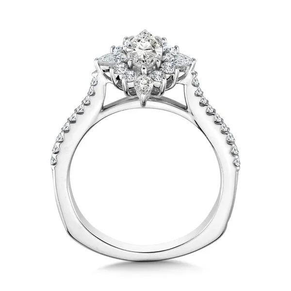 Marquise-Cut & Pear-Accented Sun Burst Diamond Halo Engagement Ring Image 2 Sanders Jewelers Gainesville, FL