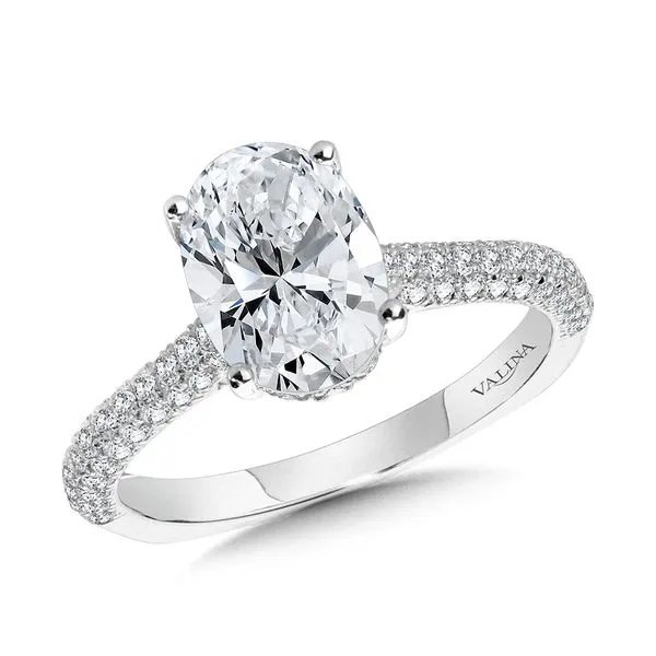 Straight Pave-Set Hidden Halo Diamond Engagement Ring Gold Mine Jewelers Jackson, CA