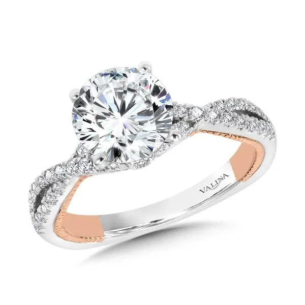 Crisscross Two-Tone & Milgrain-Beaded Hidden Accents Diamond Engagement Ring Image 4 The Jewelry Source El Segundo, CA