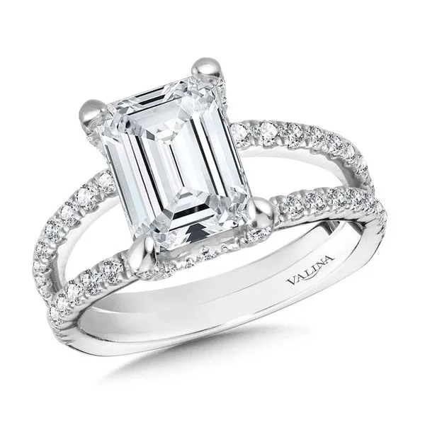 Emerald-Cut Hidden Accents & Split Shank Diamond Engagement Ring The Jewelry Source El Segundo, CA