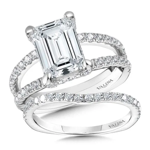 Emerald-Cut Hidden Accents & Split Shank Diamond Engagement Ring Image 3 The Jewelry Source El Segundo, CA