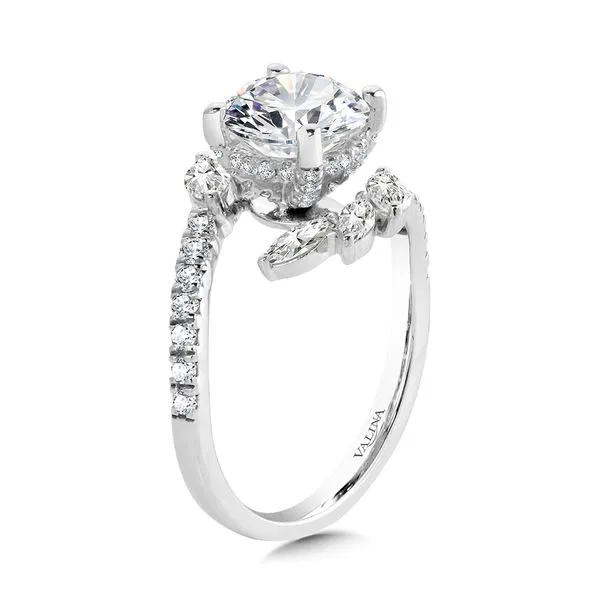 Marquise-Accented Dramatic Bypass & Hidden Halo Diamond Engagement Ring Image 3 The Jewelry Source El Segundo, CA