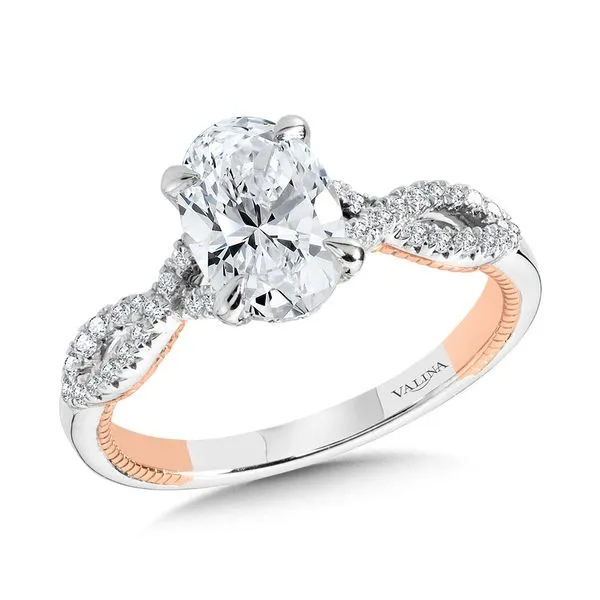 Oval-Cut Crisscross Two-Tone & Milgrain-Beaded Hidden Halo Diamond Engagement Ring The Jewelry Source El Segundo, CA