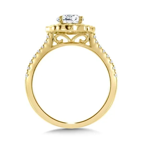 Vintage-Inspired Diamond Halo Engagement Ring Image 3 The Jewelry Source El Segundo, CA