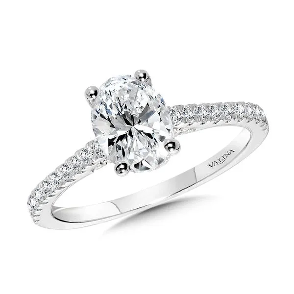 Straight Oval-Cut Diamond Engagement Ring w/ Hidden Halo Sanders Jewelers Gainesville, FL