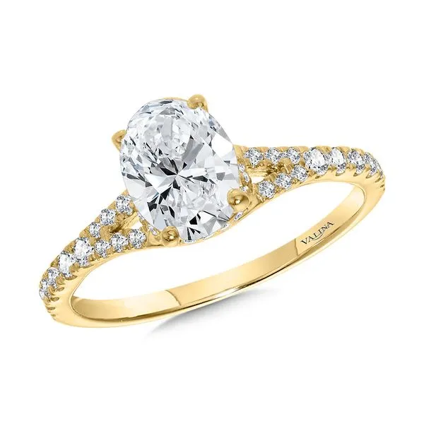 Oval-Cut Split Shank Diamond Engagement Ring w/ Chevron Cape Midtown Diamonds Reno, NV