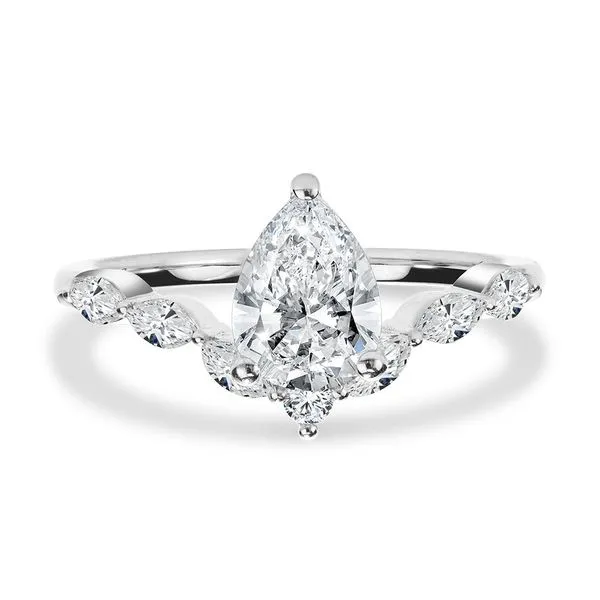 Pear-Cut & Marquise Diamond Accented Hidden Halo Chevron Engagement Ring Image 3 Midtown Diamonds Reno, NV