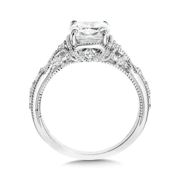 Cushion-Cut, Tapered & Intricately Milgrain-Beaded Diamond Engagement Ring Image 2 Sanders Jewelers Gainesville, FL
