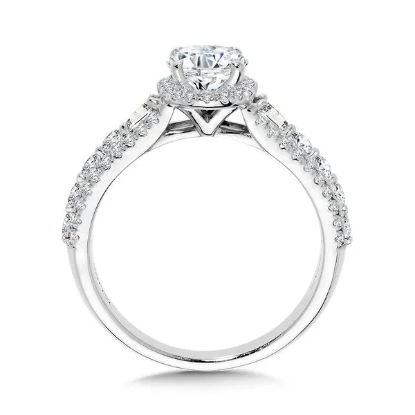 Oval-Cut & Pear-Cut Accented Wide Engagement Ring w/ Drop Halo Image 2 Sanders Jewelers Gainesville, FL