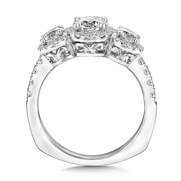 Three stone halo Engagement Ring Image 2 Gold Mine Jewelers Jackson, CA
