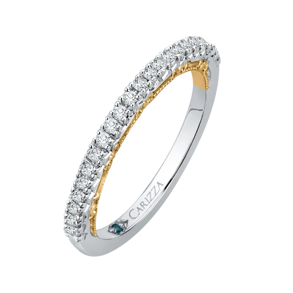 Round Diamond Half-Eternity Wedding Band in 14K Two Tone Gold Image 2 James Gattas Jewelers Memphis, TN