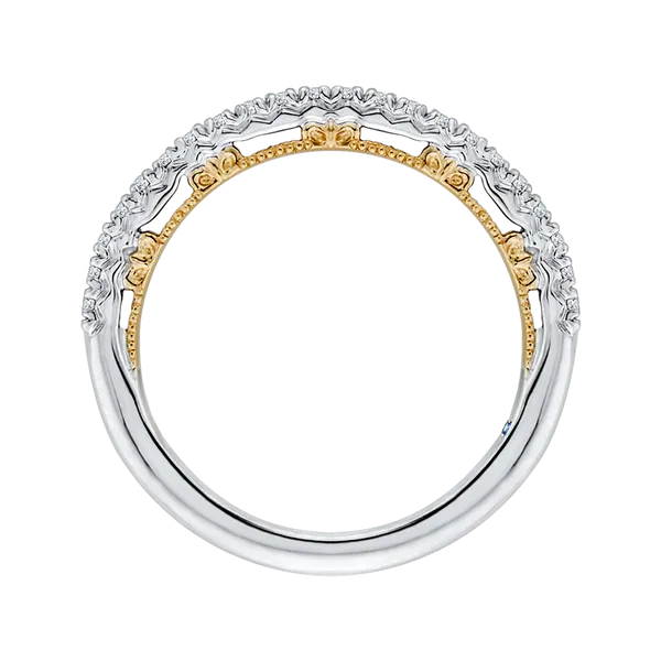 Round Diamond Half-Eternity Wedding Band in 14K Two Tone Gold Image 4 James Gattas Jewelers Memphis, TN