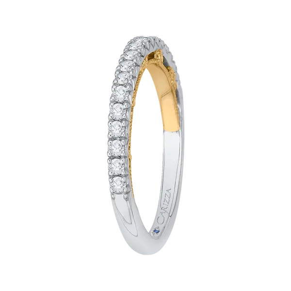Round Diamond Half-Eternity Wedding Band in 14K Two Tone Gold Image 3 James Gattas Jewelers Memphis, TN