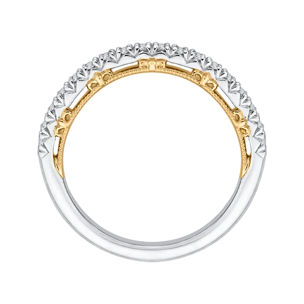 Round Diamond Half-Eternity Wedding Band in 14K Two Tone Gold Image 4 James Gattas Jewelers Memphis, TN