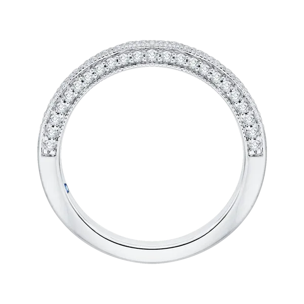 Round Diamond Half-Eternity Wedding Band in 14K White Gold Image 4 James Gattas Jewelers Memphis, TN