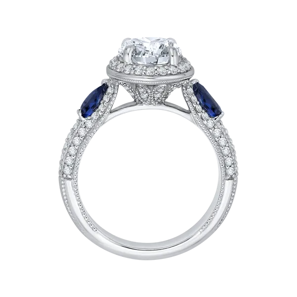 Round Diamond Halo Engagement Ring with Sapphire in 14K White Gold (Semi-Mount) Image 4 Diamond Shop Ada, OK