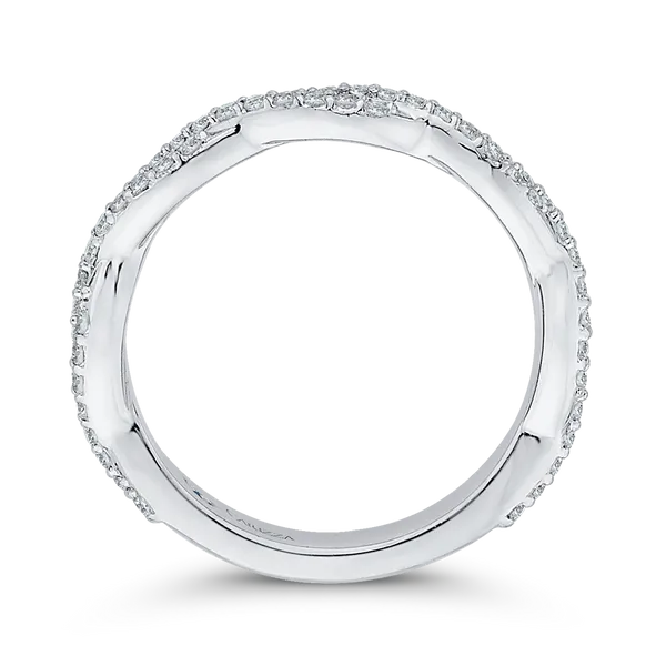 Round Diamond Criss-Cross Wedding Band in 14K White Gold Image 4 James Gattas Jewelers Memphis, TN
