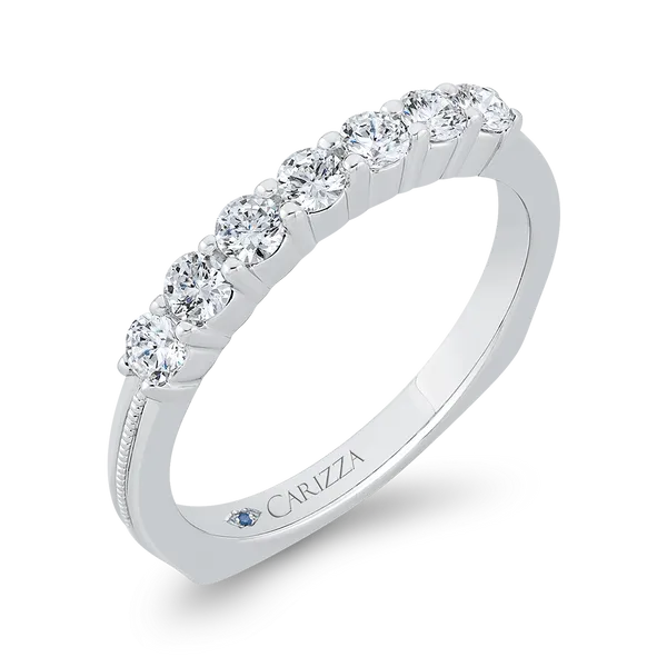 Euro Shank Round Diamond Wedding Band in 14K White Gold Image 2 James Gattas Jewelers Memphis, TN