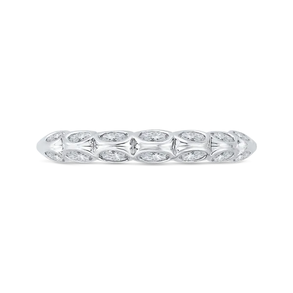 Bezel Set Double Row Diamond Wedding Band in 14K White Gold Diamond Shop Ada, OK