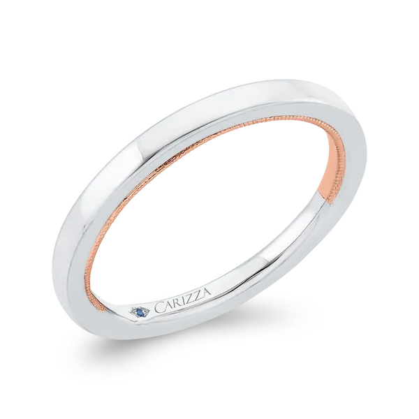 Plain Wedding Band in 14K Two Tone Gold Image 2 Alan Miller Jewelers Oregon, OH