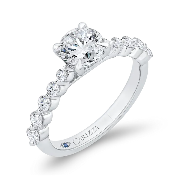 14K White Gold Round Cut Diamond 1/2 Run Engagement Ring (Semi-Mount) Image 2 James Gattas Jewelers Memphis, TN