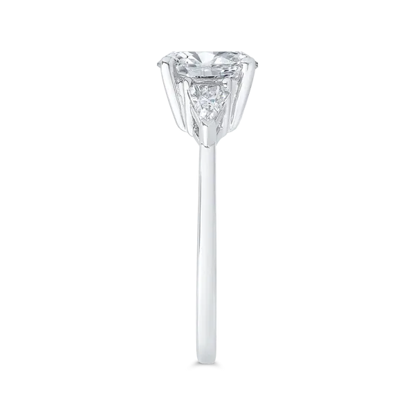 14K White Gold Three Stone Engagement Ring Center Round with Shield-cut sides Diamond Image 3 Alan Miller Jewelers Oregon, OH