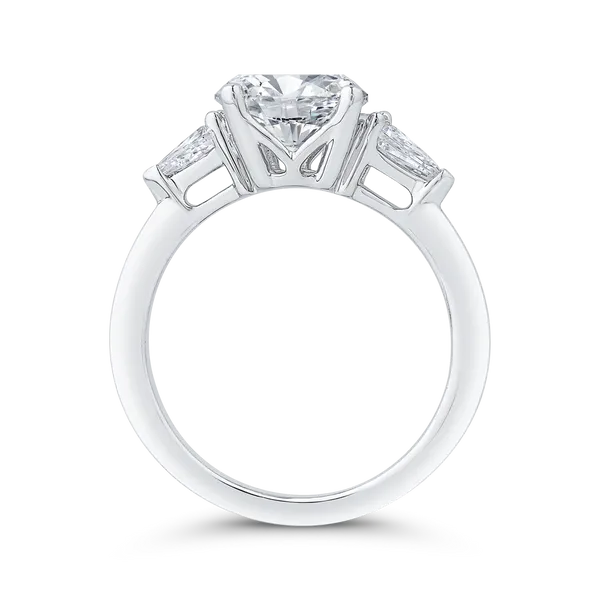 14K White Gold Three Stone Engagement Ring Center Round with Shield-cut sides Diamond Image 4 Alan Miller Jewelers Oregon, OH