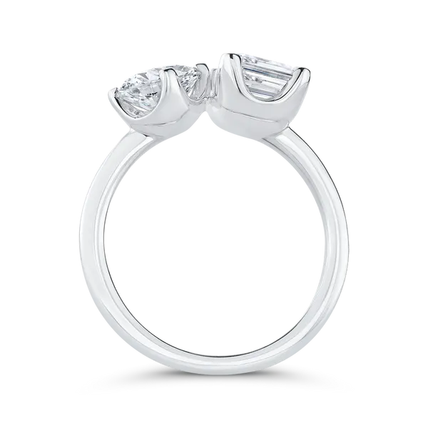 14K White Gold Two Stone Engagement Ring Center with Oval & Radiant Diamond Image 4 Diamond Shop Ada, OK