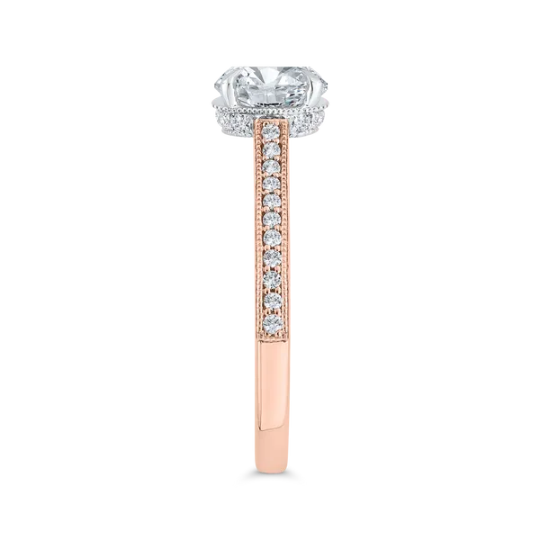 14K Two Tone Gold Round Cut Diamond Engagement Ring (Semi-Mount) Image 3 Ask Design Jewelers Olean, NY