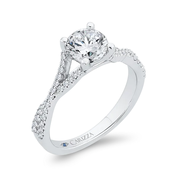 14K White Gold Round Cut Diamond Engagement Ring (Semi-Mount) Image 2 Ask Design Jewelers Olean, NY