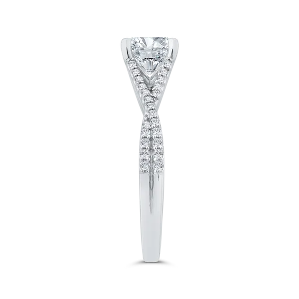 14K White Gold Round Cut Diamond Engagement Ring (Semi-Mount) Image 3 Ask Design Jewelers Olean, NY