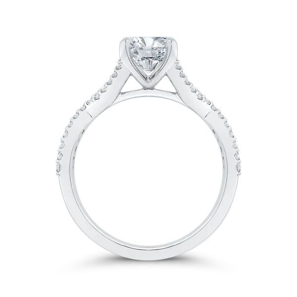 14K White Gold Round Cut Diamond Engagement Ring (Semi-Mount) Image 4 Woelk's House of Diamonds Russell, KS