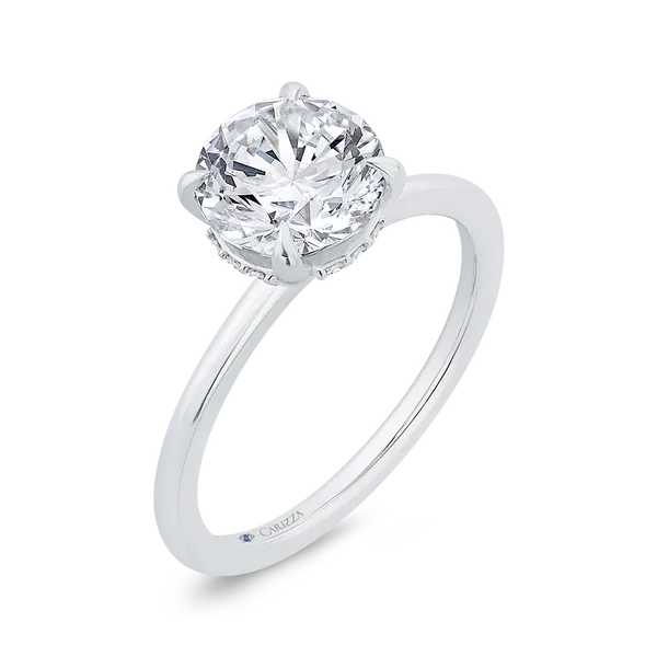 14K White Gold Round Cut Diamond Solitaire Engagement Ring (Semi-Mount) Image 2 Alan Miller Jewelers Oregon, OH