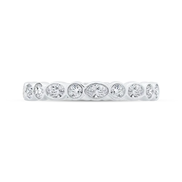 14K White Gold with Oval & Round Diamond Eternity Ring Alan Miller Jewelers Oregon, OH
