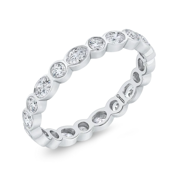 14K White Gold with Oval & Round Diamond Eternity Ring Image 2 Alan Miller Jewelers Oregon, OH