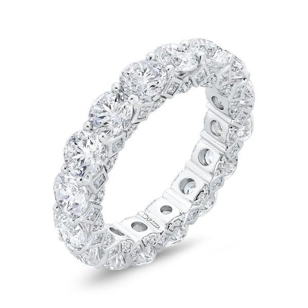 14K White Gold with Round & Princess Diamond Eternity Ring Image 2 Woelk's House of Diamonds Russell, KS