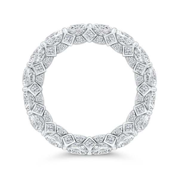 14K White Gold with Round & Princess Diamond Eternity Ring Image 4 Woelk's House of Diamonds Russell, KS