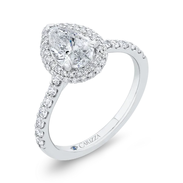 Pear Cut Diamond Double Halo Engagement Ring  in 14K White Gold (Semi-Mount) Image 2 Diamond Shop Ada, OK