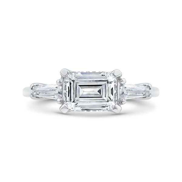 14K White Gold Three Stone Engagement Ring Center Emerald with Taper Baguette sides Diamond James Gattas Jewelers Memphis, TN