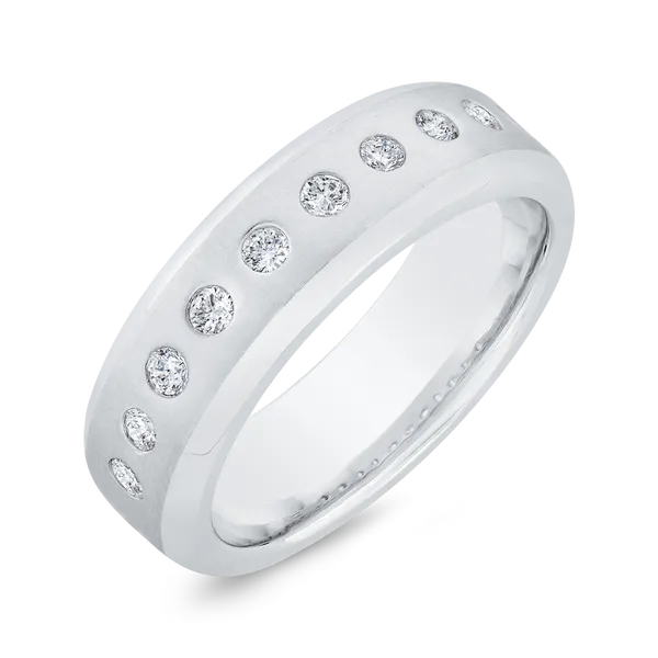 14K White Gold with Round Diamond Men's Band Image 2 James Gattas Jewelers Memphis, TN