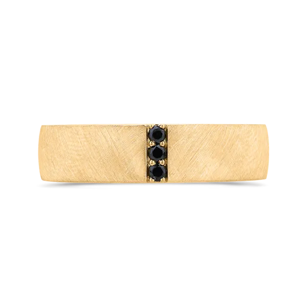 14K Yellow Gold with Round Black Diamond Men's Band James Gattas Jewelers Memphis, TN