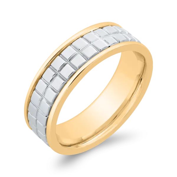 14K Two Tone Gold Men's Band Image 2 Woelk's House of Diamonds Russell, KS